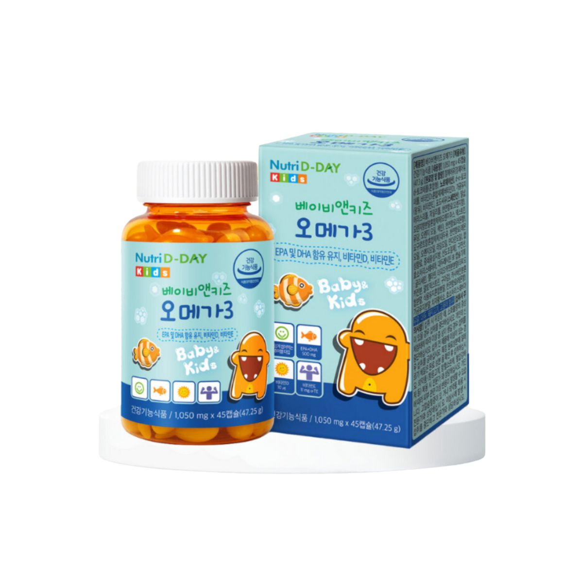 Viên Uống Baby & Chewable Kids Omega 3 Nutri D-Day lọ 45 viên, Hỗ Trợ Phát Triển Trí Não Trẻ Em