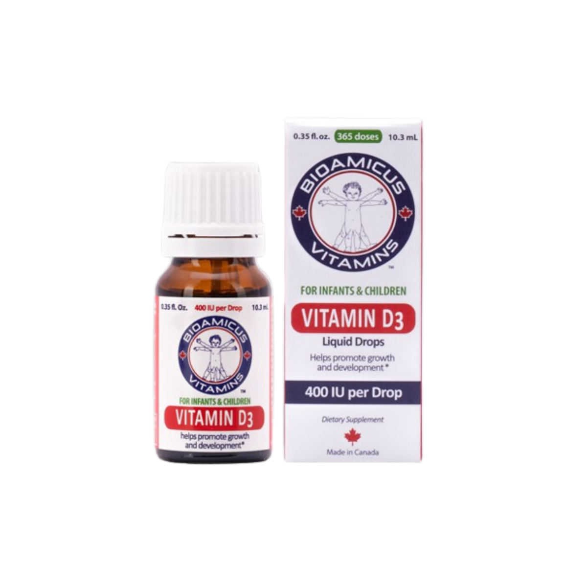 Vitamin D3 BioAmicus 400IU/giọt 10ml - Giúp phát triển hệ xương và răng ở trẻ nhỏ